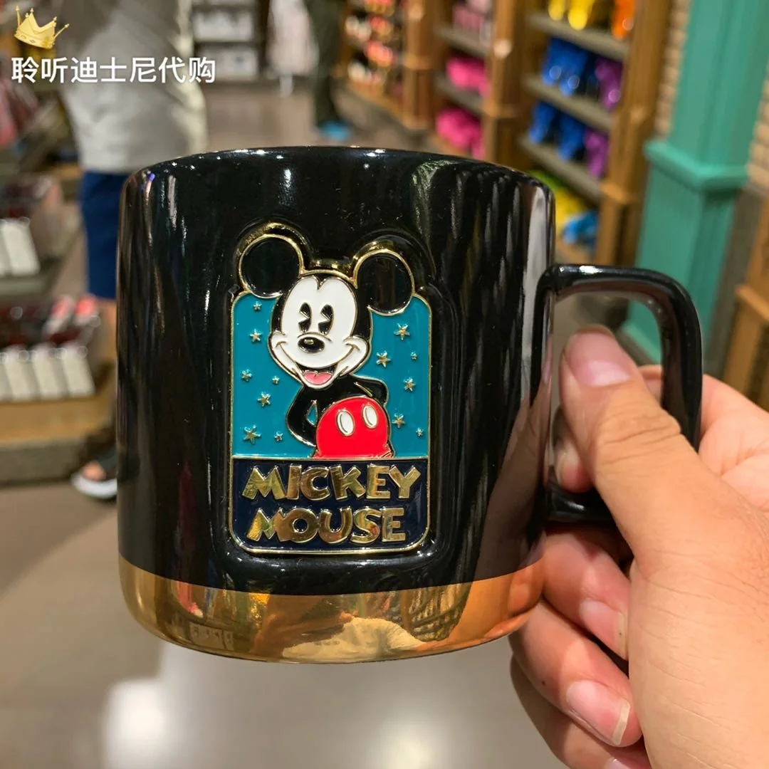 Taza de cer&aacute;mica con dise&ntilde;o de Mickey y Minnie para parejas, vaso de cer&aacute;mica para beber, de Shanghai, Disney-1
