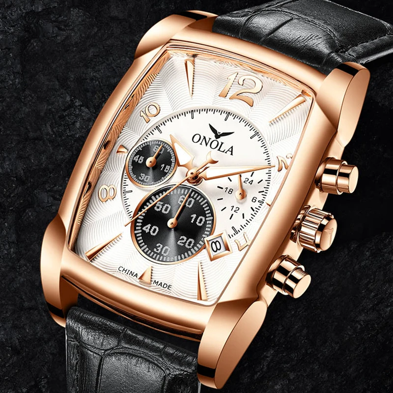 

Часы наручные мужские, кварцевые, водонепроницаемые, с кожаным ремешком