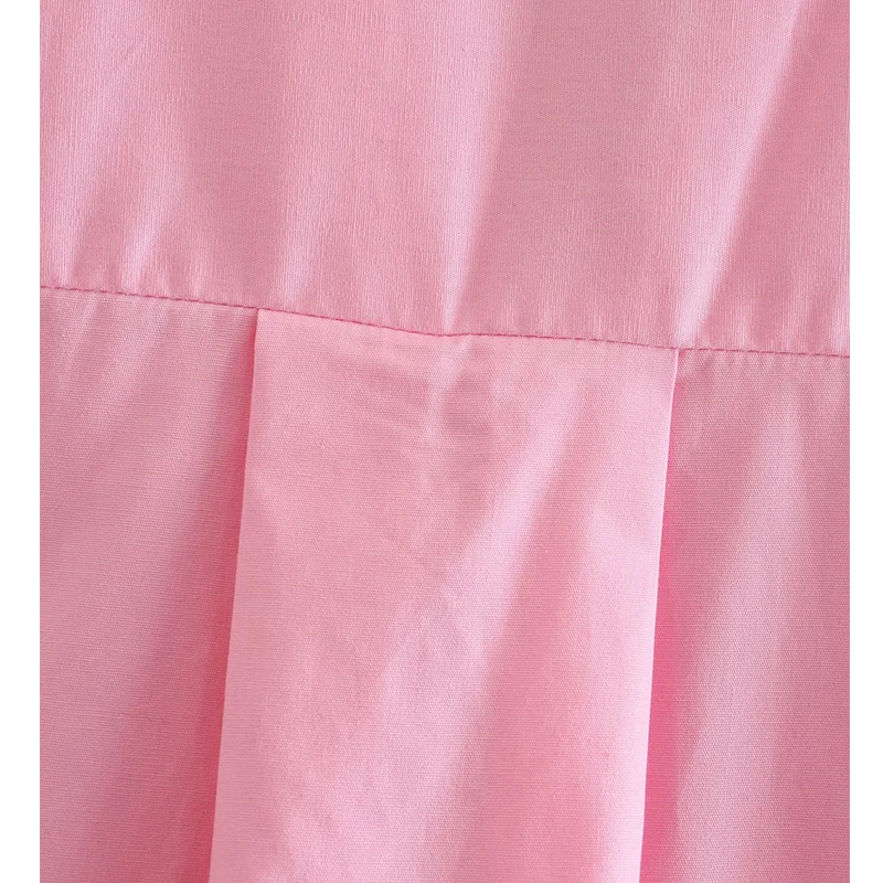 

2021 Summer Women Pink Blouse ZA New Long Sleeve Simple Shirts Office Lady Female Top Single Breasted Turn Down Collar Blouses