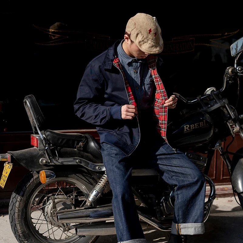 Мужская Осенняя тонкая куртка-бомбер в клетку | одежда