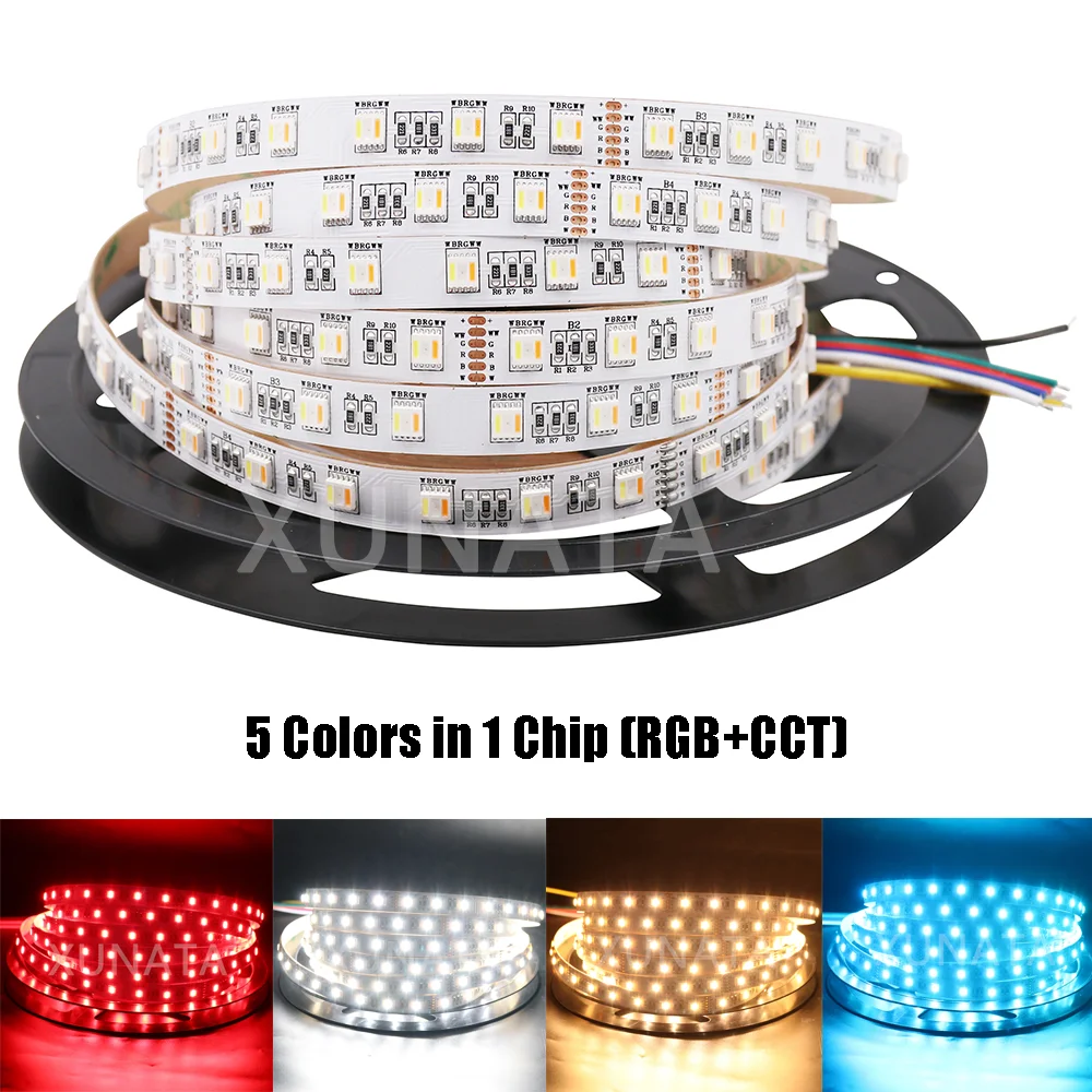 

12V 5 Colors in 1 Chip RGBW RGB Led Strip Light SMD5050 60Leds/m Flexible Led Tape Lamp RGBCCT Waterproof Led Stripe 5M