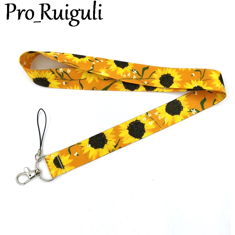 Yellow Elegant flowers Sunflowers Neck Strap Lanyards ID badge card holder keychain Mobile Phone men women key Gifts | Дом и сад
