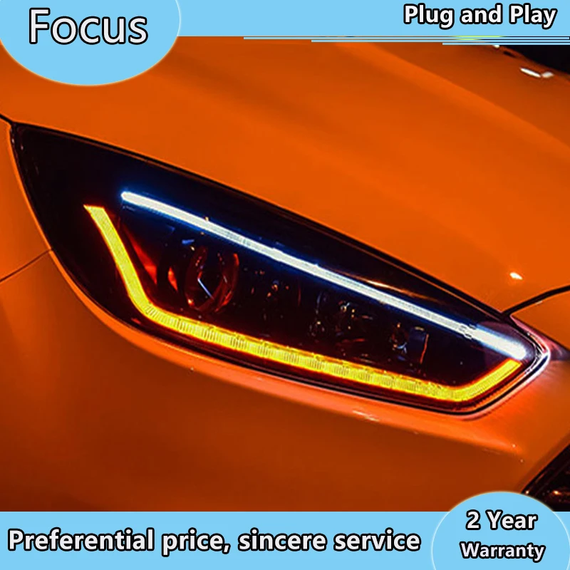 Стайлинга автомобилей чехол для Ford Focus фары 2015 2018 фокус светодиодный DRL Объектив