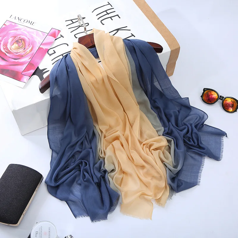Новый женский простой шарф/шарфы с эффектом омбре модный уютный мусульманский