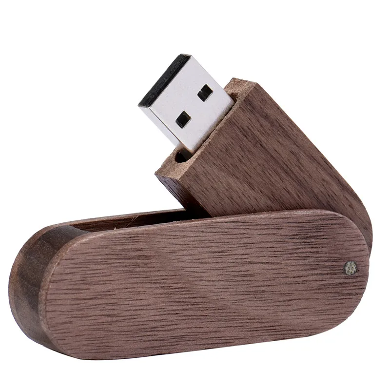 POWERONE(более 10 шт. бесплатный логотип) деревянный USB флэш-накопитель Флешка 8 ГБ 16 ГБ 32 ГБ 64 Гб вращение usb+ коробка карта памяти фотография - Цвет: Walnut USB