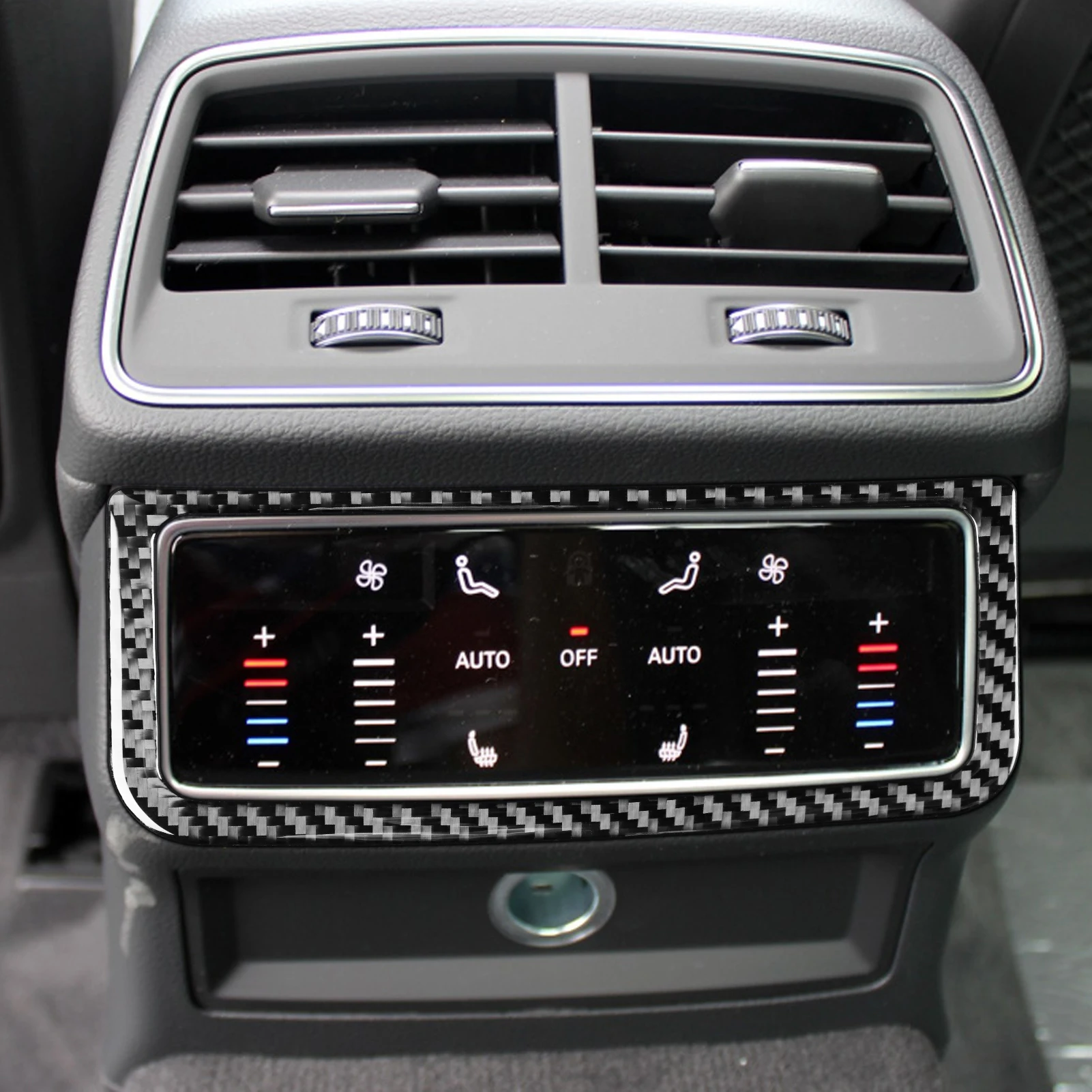 

For 2019 Audi A6LA7 Rear Air Conditioning Screen Frame Car Accessories Interior Carbon Fiber Black Stickers Decorative 1PCS