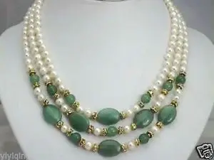 

Очаровательное ожерелье из белого жемчуга и зеленого нефрита, 3 ряда, 7-8 мм, оптом