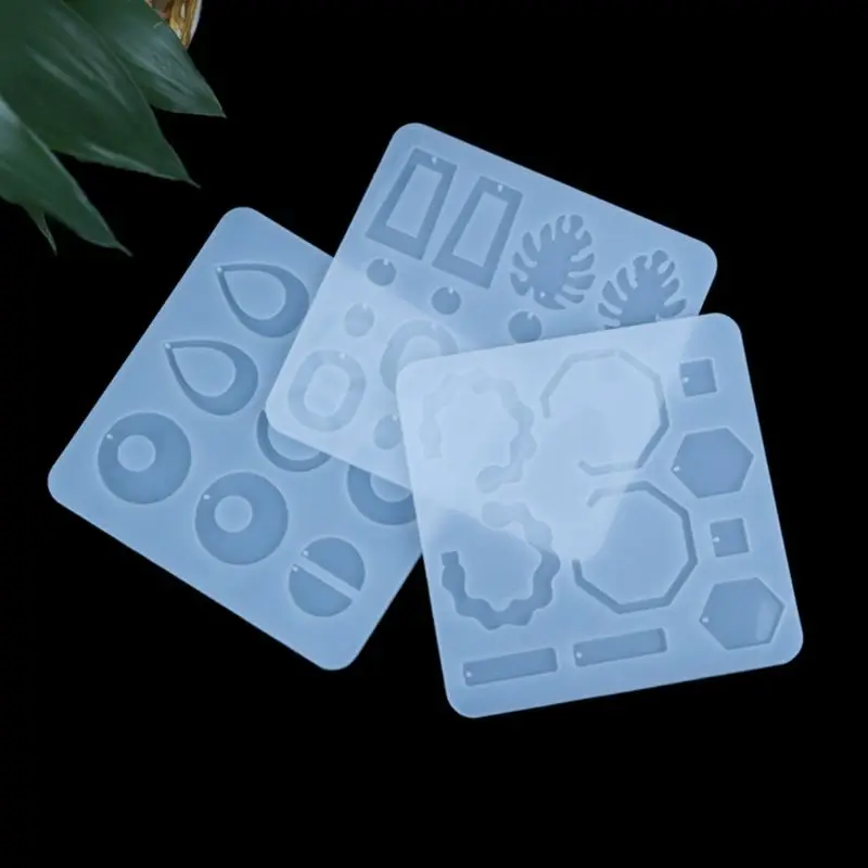 

3 Pcs Crystal Epoxy Resin Mold Earring Pendant Casting Silicone Mould DIY Making Tool