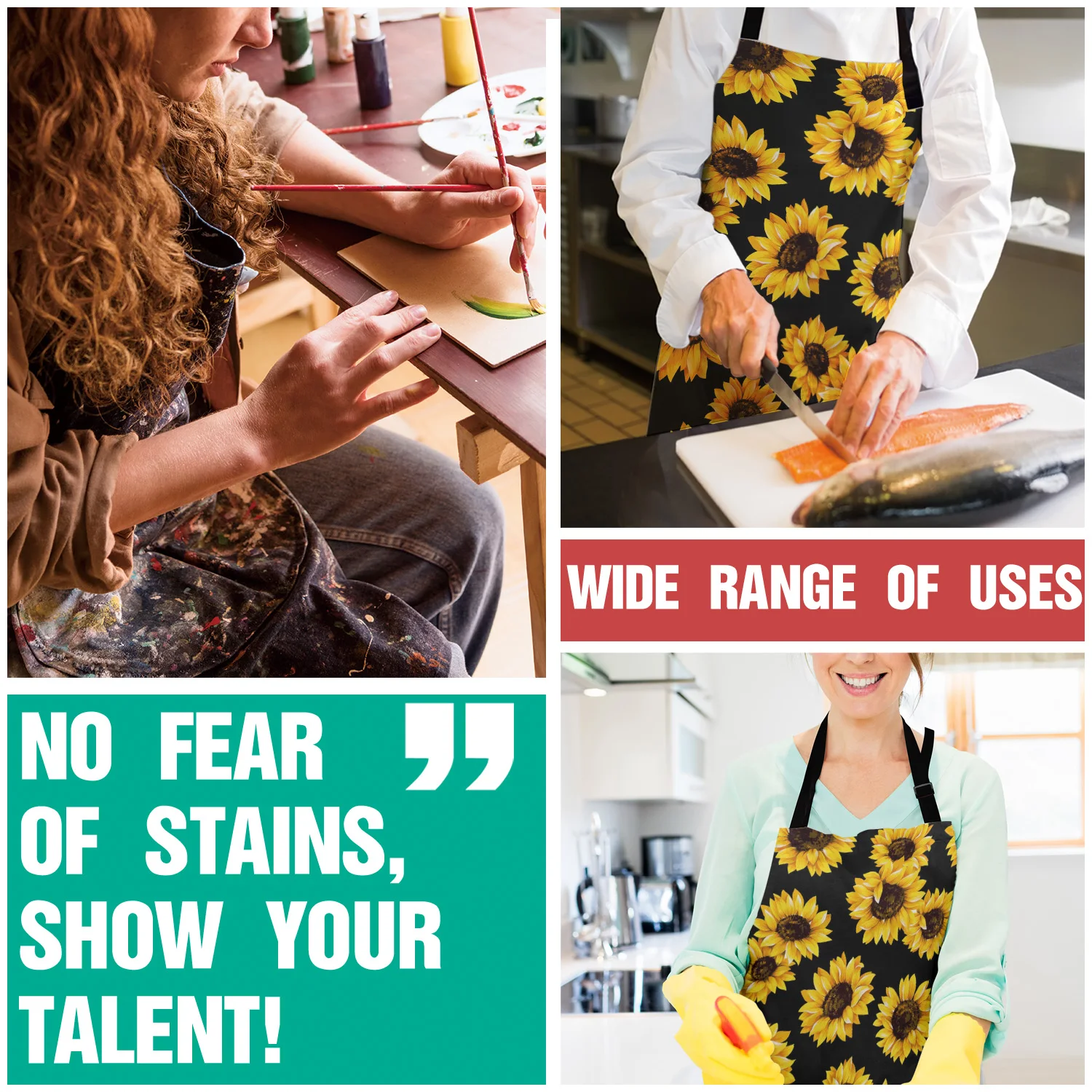 Кухонный Фартук с подсолнухами желтым цветком без рукавов фартуки для женщин и