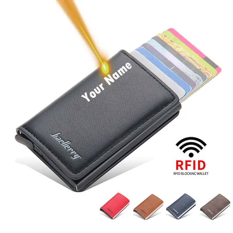 

Деловой смарт-держатель для кредитных карт с блокировкой RFID, защитный чехол для карт, алюминиевый футляр, тонкий кошелек для мужчин и женщин