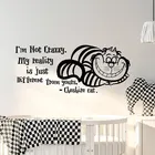 Наклейки на стену Алиса в стране чудес, цитата, Чеширский кот, настенные изречения, виниловые художественные украшения для детской комнаты, наклейки для детской комнаты, фрески 3644