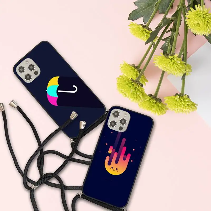 

aesthetics art Phone Case For iPhone 7 8 11 12 X XS XR MINI Pro Max Plus Strap Cord Chain Lanyard soft