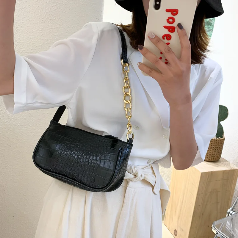 

2021 New Fashion Simple Pure Color Summer White Shoulder Baguette Underarm Bag