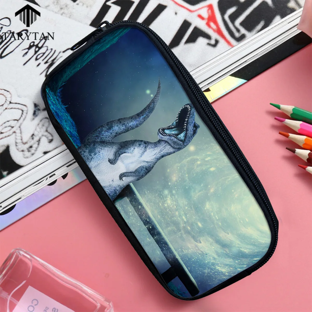 Повседневная косметичка с динозавром светильник синяя Ночная дорожная сумка на