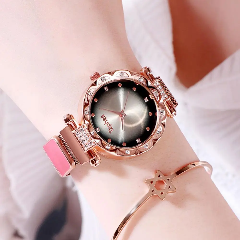 Women Watches Luxury Rose Gold Ladies Wrist Watches Starry Sky Magnetic Watch Mesh Strap Waterproof Clock relogio feminino xfcs