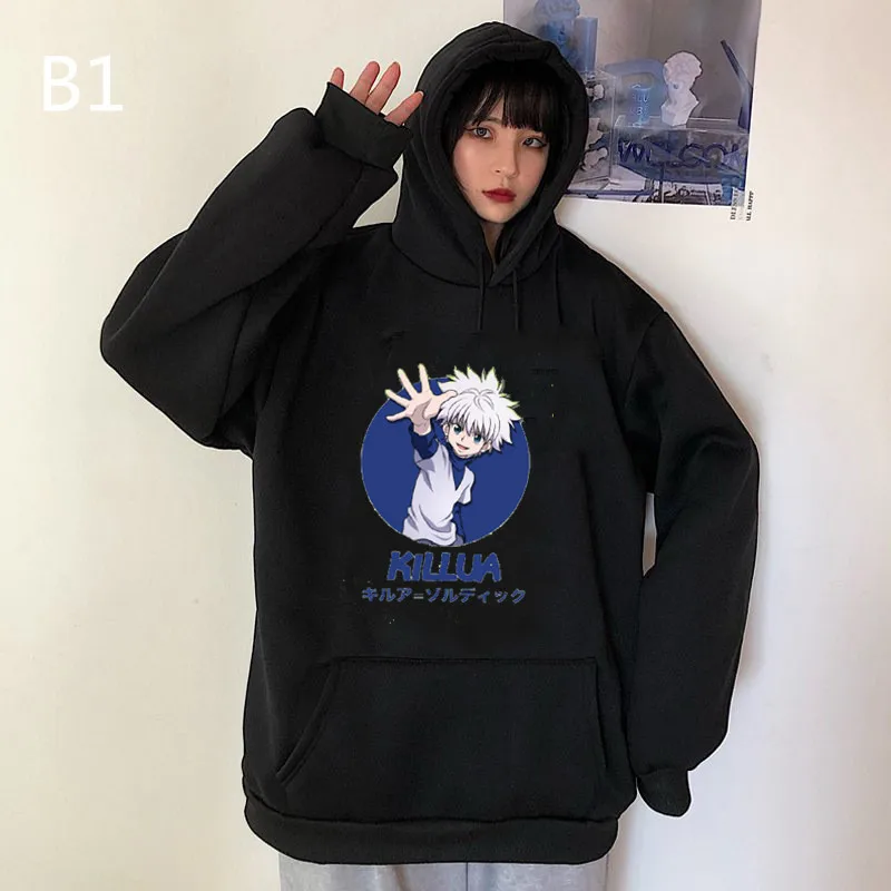

Худи Killua - Hunter x Hunter, однотонный топ с капюшоном, Женский свитшот с длинным рукавом, осенняя Повседневная Уличная одежда для студентов