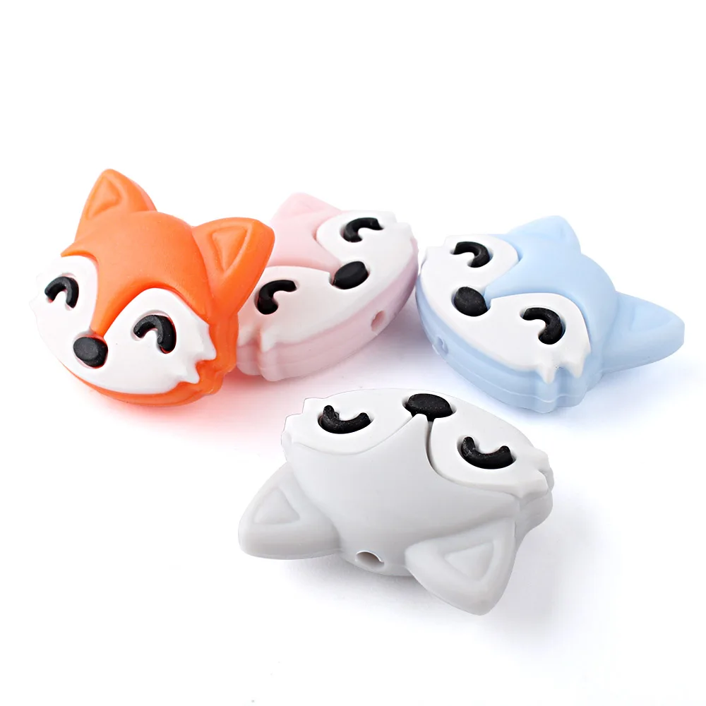 

Keep&Grow 10pcs Fox Perle Silicone Beads BPA Free Rodents Baby Teethers Silicone Teething Beads DIY Pacifier Chain Teething Toys