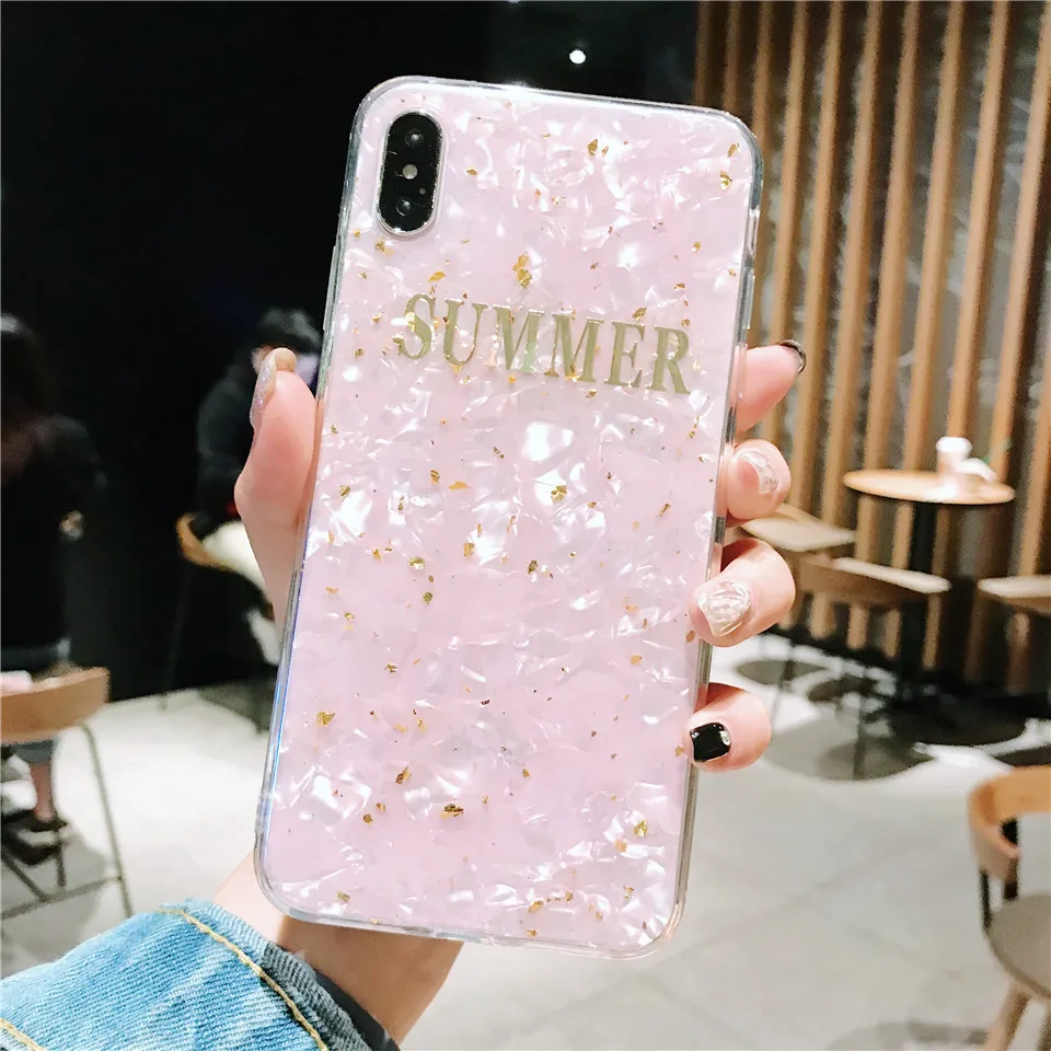 Summer Gold shell style soft cellphone fundas cover for iPhone 8 plus phone cases For Apple X XR XS MAX 7 6 6s |