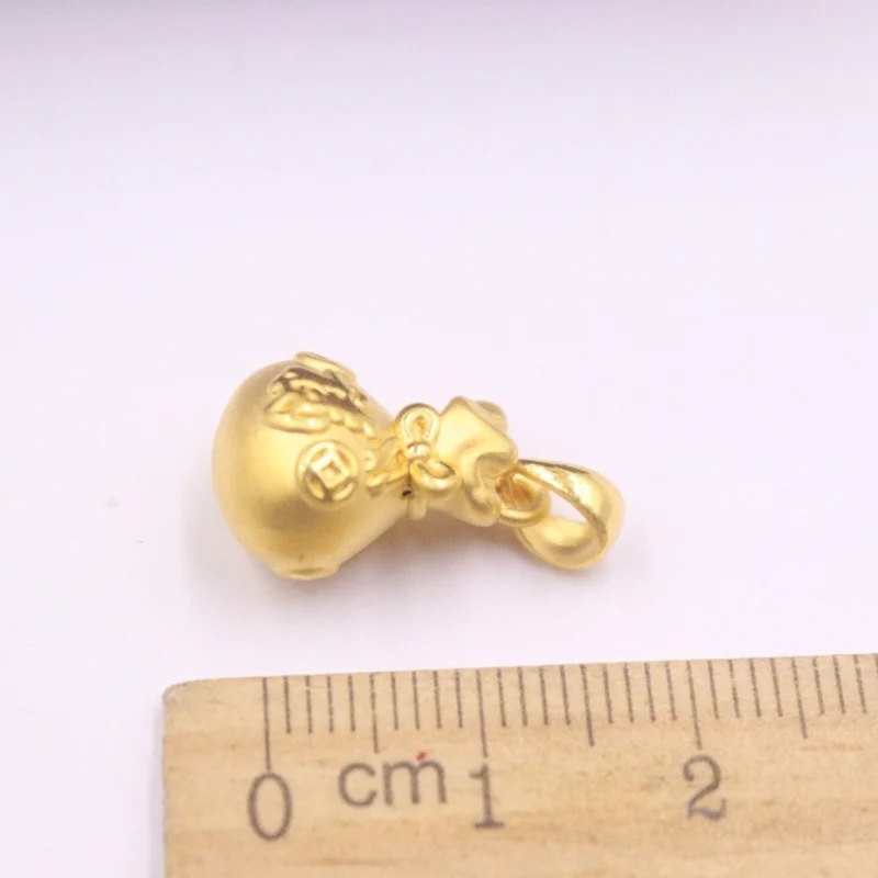 

Fine 999 Pure 24K Yellow Gold Pendant Women 3D Luck Wealth Bag Fu Pendant 1.8-2g 20x11mm Best Gift