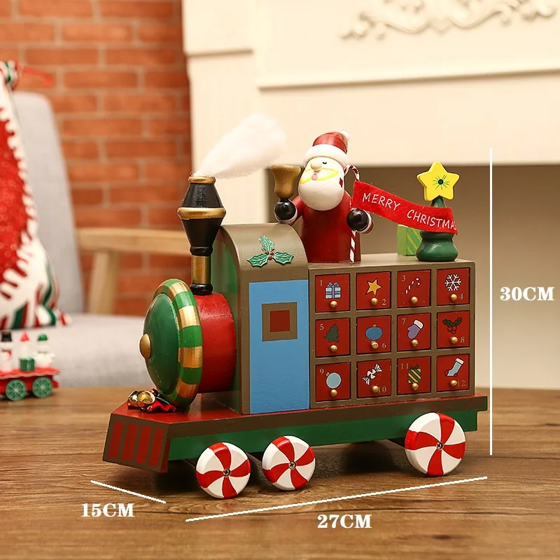 Новогодний подарок для детей деревянный красный Рождественский грузовик елка