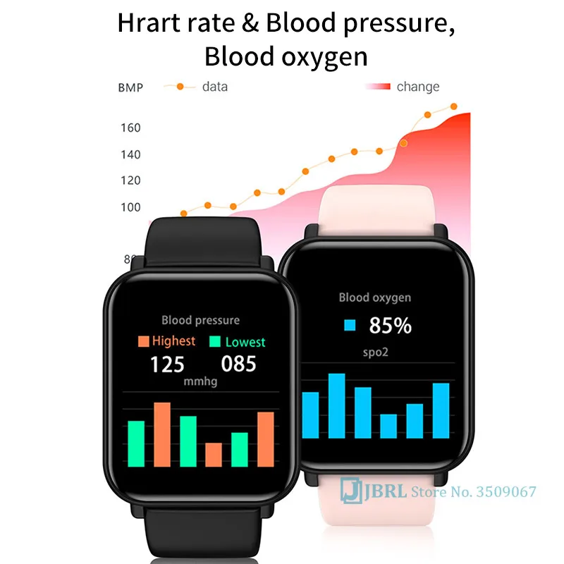 Full Touch Square SmartWatch Women Men Sport Watch IP68 Waterproof Blood Pressure Stainless Steel Business Smart watch Clock | Электроника