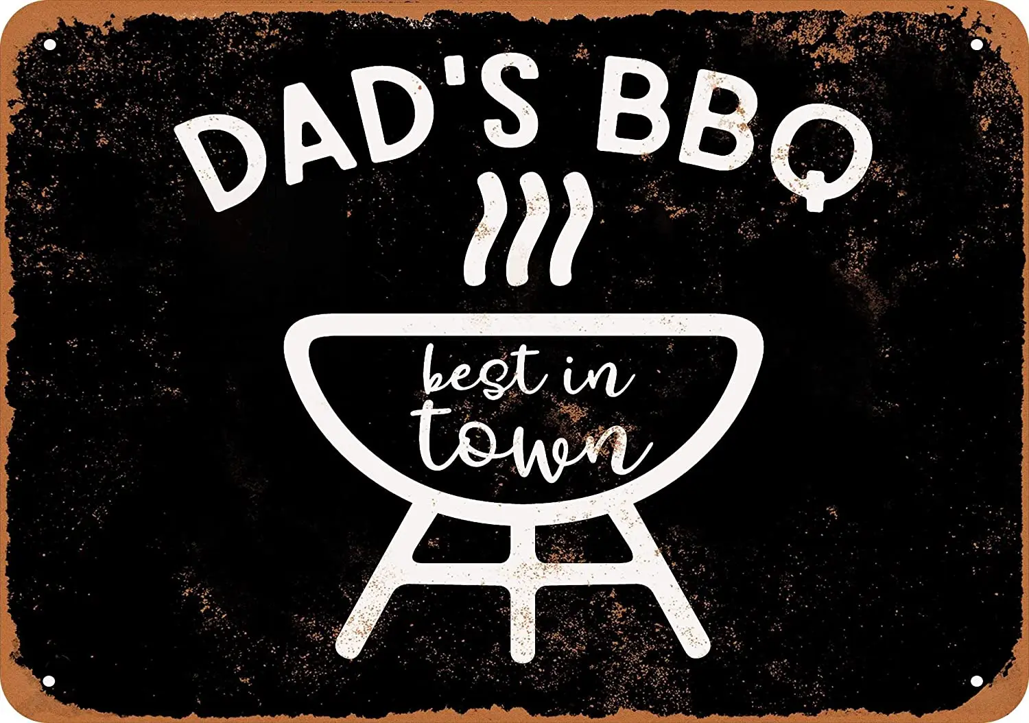 

WallColor 8*12 Metal Sign Dad's BBQ Best in Town (Black Background) Vintage Look