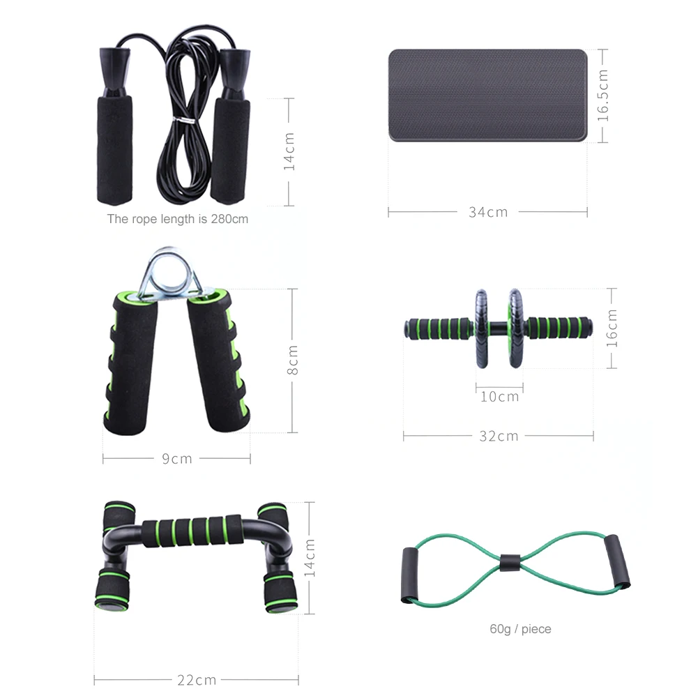 

7PCS Push-Up Stand Abdominal Wheel Rollers Jump Rope Resistance Rope Set Portable Men Home Gym Fitness Exercise Equipment