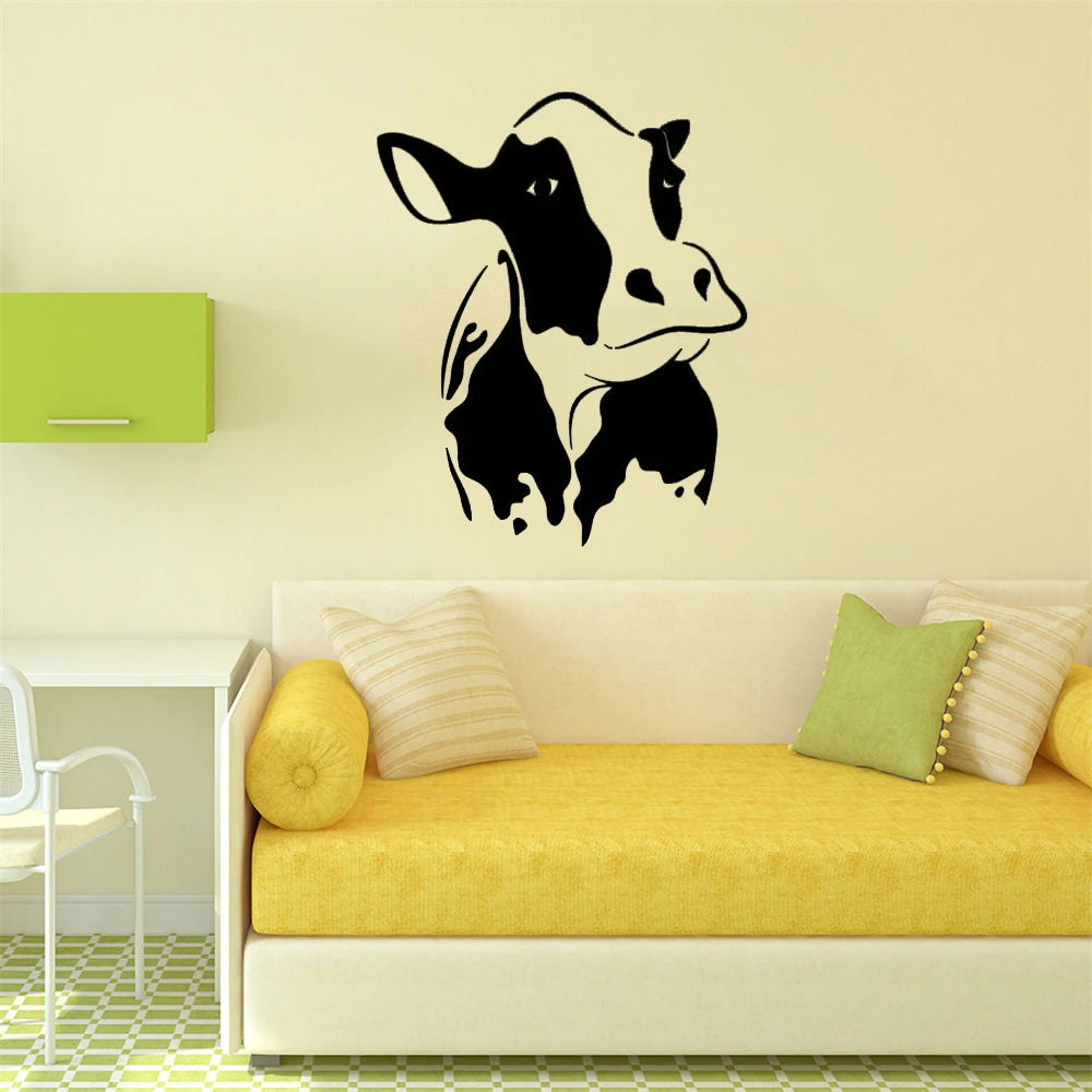Виниловая наклейка на стену с изображением коровы и фермы домашний декор для