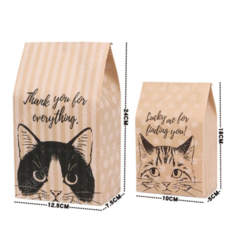 100 шт. Подарочный мешок из крафт бумаги для кошек конфет печенья Свадебная