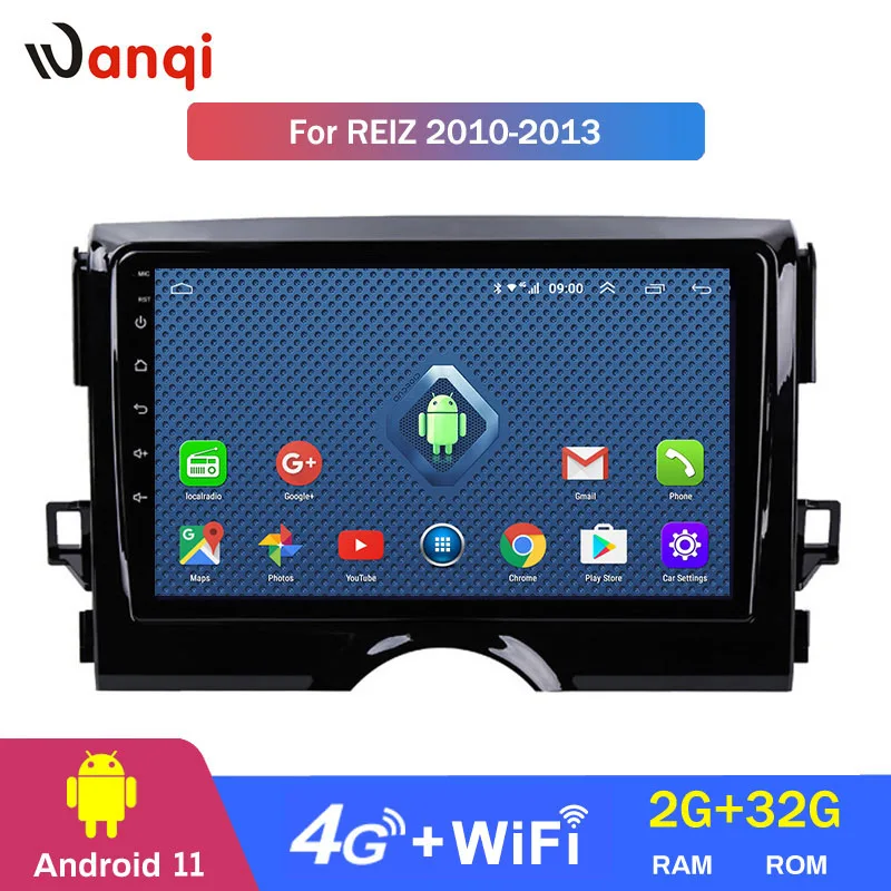 9&quot Android 11 RAM 2G Car GPS DVD Player For Toyota REIZ 2010 2011 2012 2013 Radio Multimedia Navigation Stereo Auto Video | Автомобили