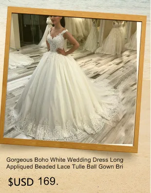 Fashion Boho White Wedding Dresses Long Chiffon A Line Ivory Wedding Gowns Backless Lace Cheap Princess Beach Bridal Dress
