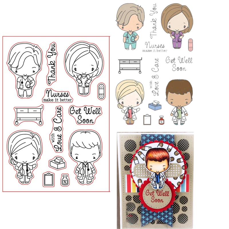 4*6 дюймов мужские и женские медсестры ставят лучшие прозрачные марки для DIY