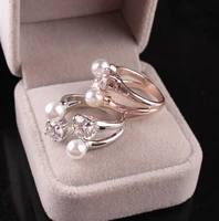 gifts zircon ring 1 piece fashion crystal fine new pearl ring adjustable opening
