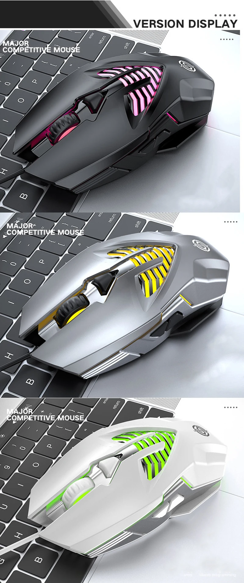 

Q1 Competitive Gaming Mouse Usb 6 Button Macro Definition Metal Desktop Notebook Mouse Mice Computer Peripheral Dropshipping
