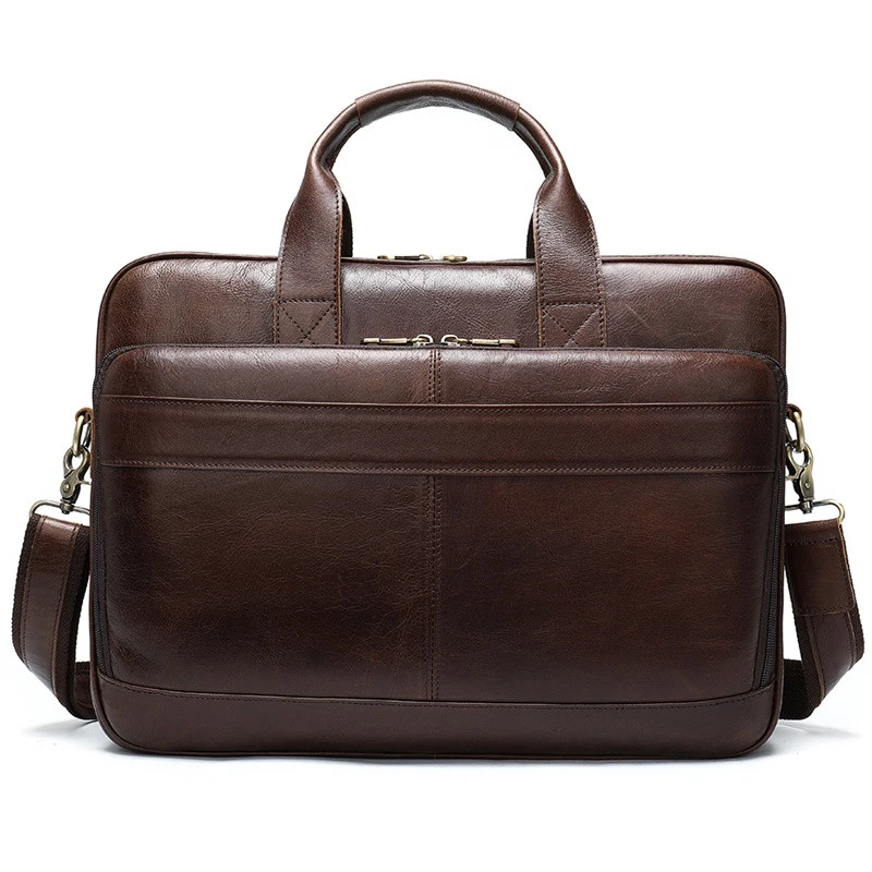 Men's Briefcase Bag Men's Genuine Leather 15.6 Inch Laptop Bag Business Tote For Document Office Portable Laptop Shoulder Bag
