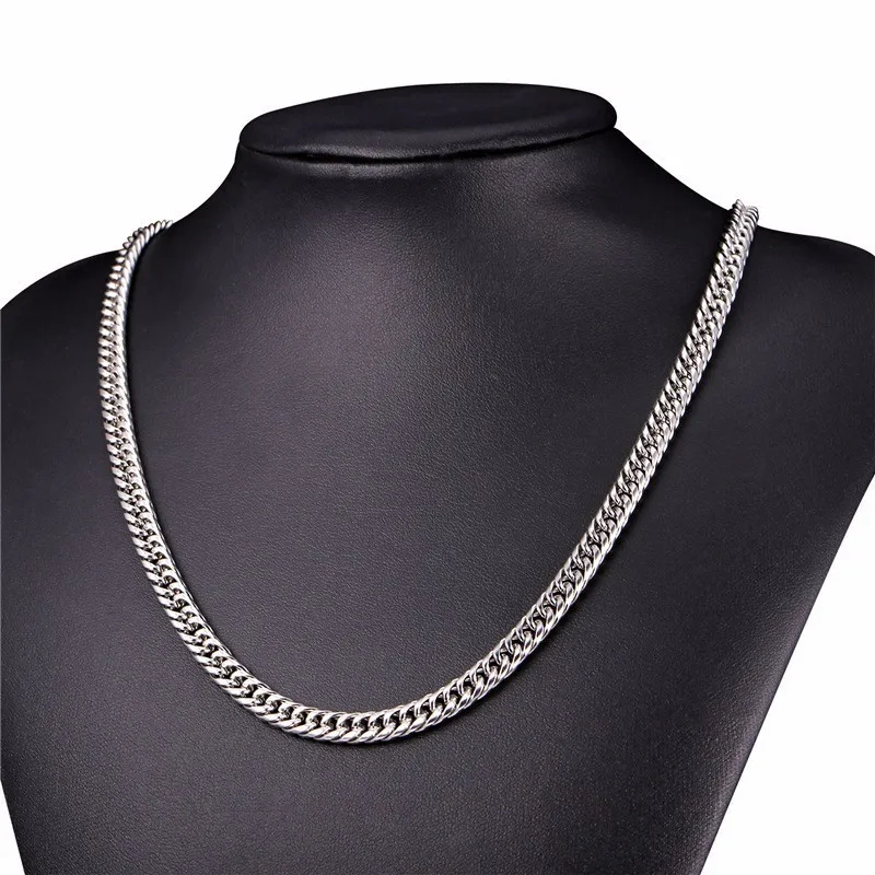 Мужское ожерелье из нержавеющей стали с кубинскими звеньями золотые цепи