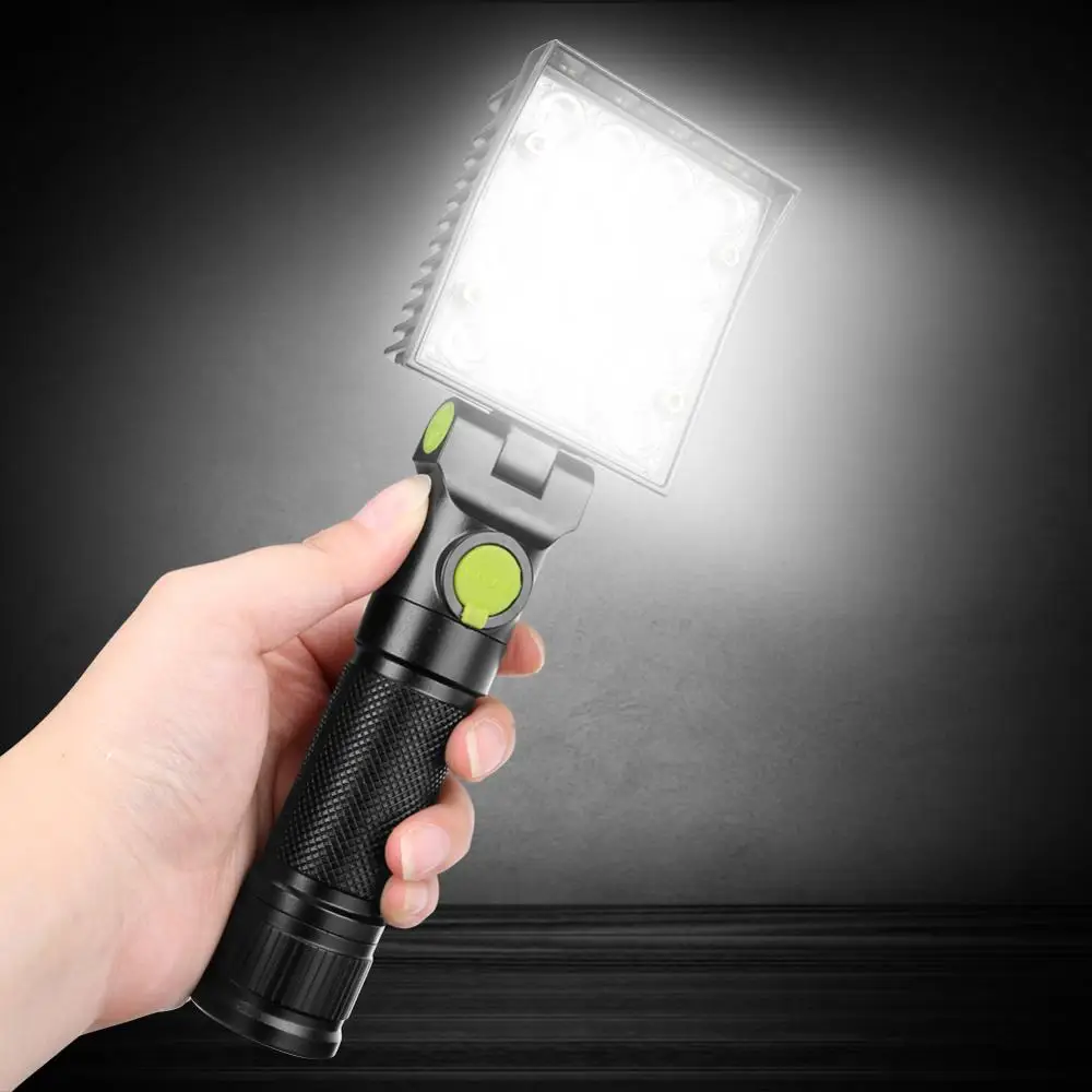 

16 LEDs Work Flashlights White Red Blue Light Car Repair Working Lamp USB 18650 Torch Built-in Magnet Hook Tent Camping Lantern