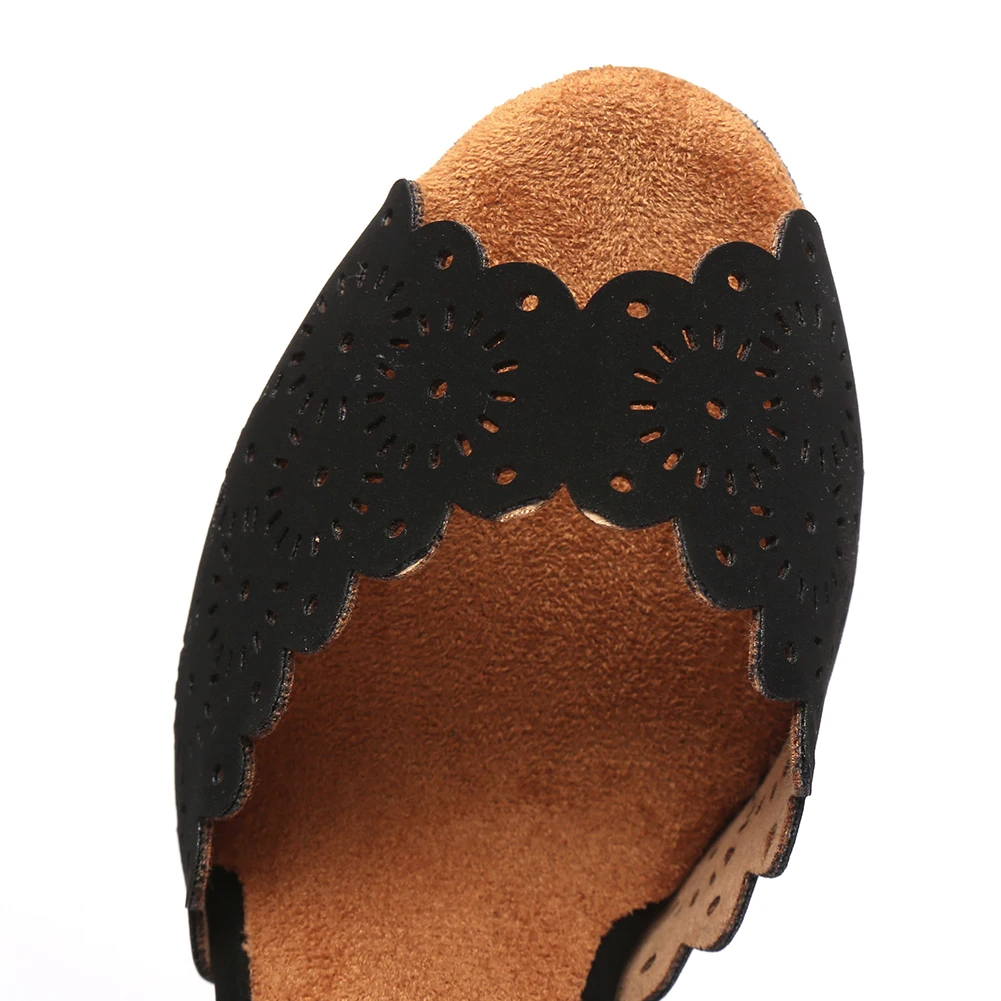 HROYL Girls Latin Dance-Shoes For Women Ballroom Dance Shoes Ladies Modern Tango Jazz Dancing Shoes Black Salsa Sandals