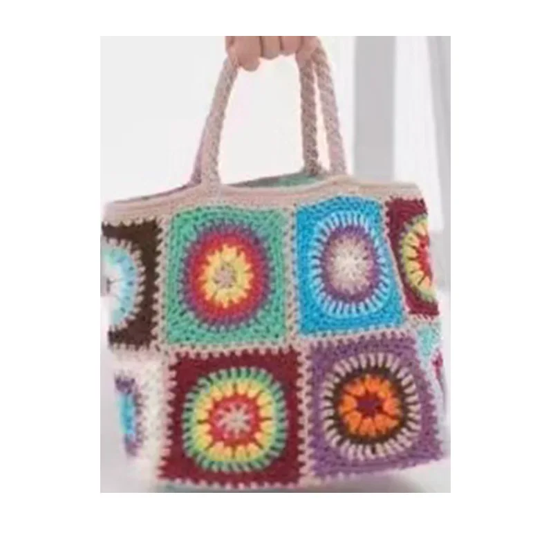 

Women's Cotton Rope Hand-Woven Bag Crochet Homemade Graceful Strip Thread Handbag Women's Shoulder Crossbody Shopping Bag