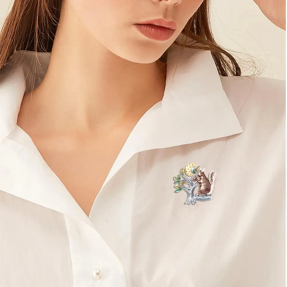 

Cring Coco Cute Design Squirrel Brooches Pins 2020 Beautiful Large Tree Moon Female Jewelry Gift Enamel Brooch Pin for Women New