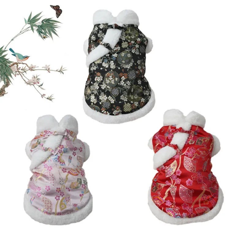 

New Chinese New Year Dog Tang Suit Winter Dog Coat Jacket Cheongsam Spring Festival Dog Clothing Outfit Garment Poodle Schnauzer