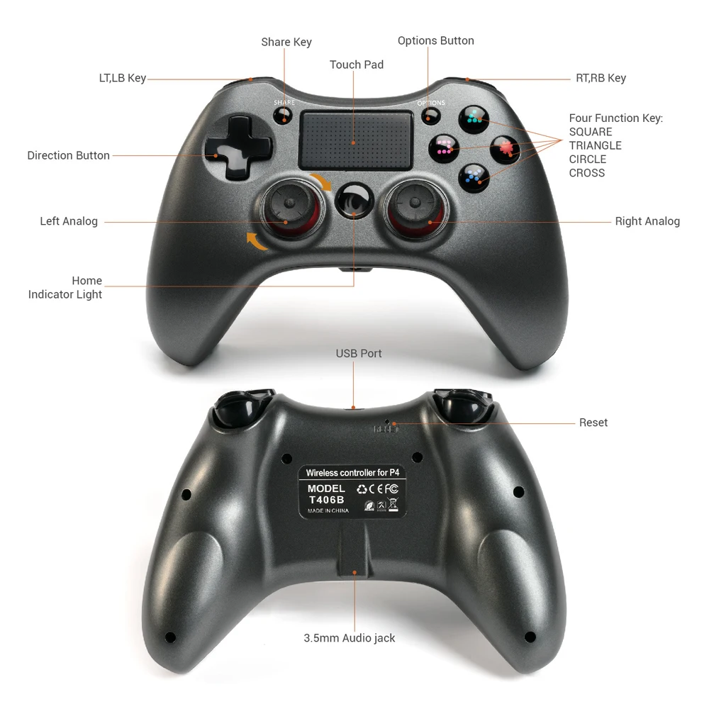 10 шт. беспроводной Bluetooth для PS4 Геймпад ABS сенсорный экран двойной шок двойная вибрация игровой джойстик контроллер для PS4