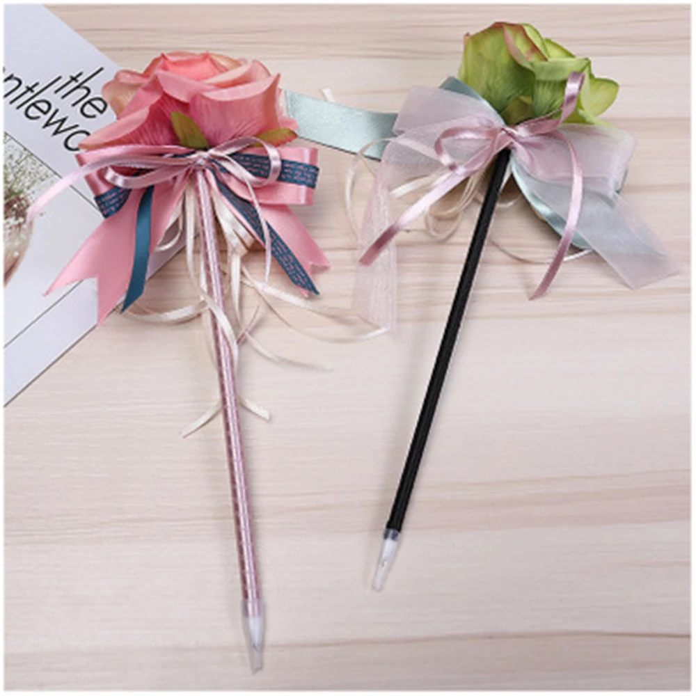 Имитация цветка розы Шариковая ручка для глаз с длинным рукавом точка бант из