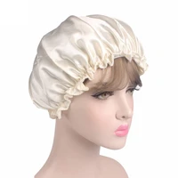 women silk satin night sleep cap shower caps hair care beauty bonnet hat head cover elastic band bathroom shower caps