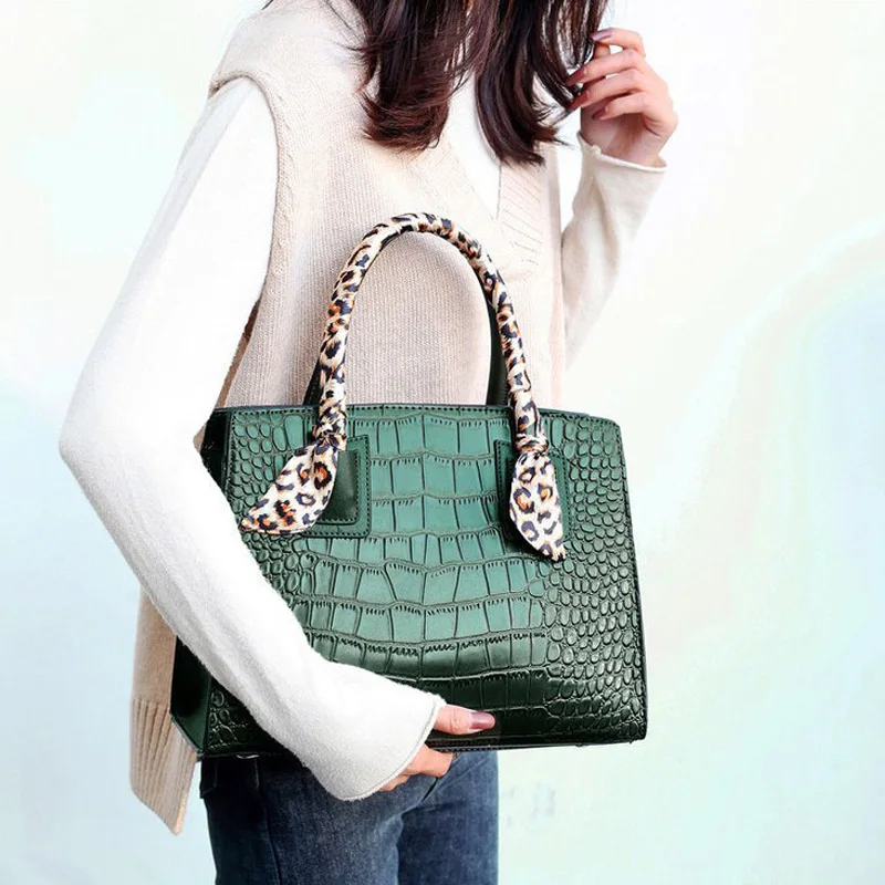 Искусственная кожа PU крокодиловая печать сумки кошелек модная сумка через плечо