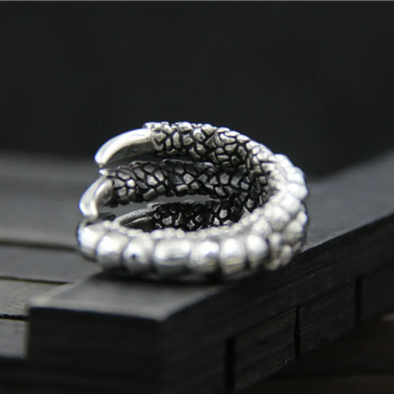C&ampR 925 Sterling Silver Rings for men eagle claw ring retro exaggerated Fine Jewelry Size 8-10 Adjustable | Украшения и
