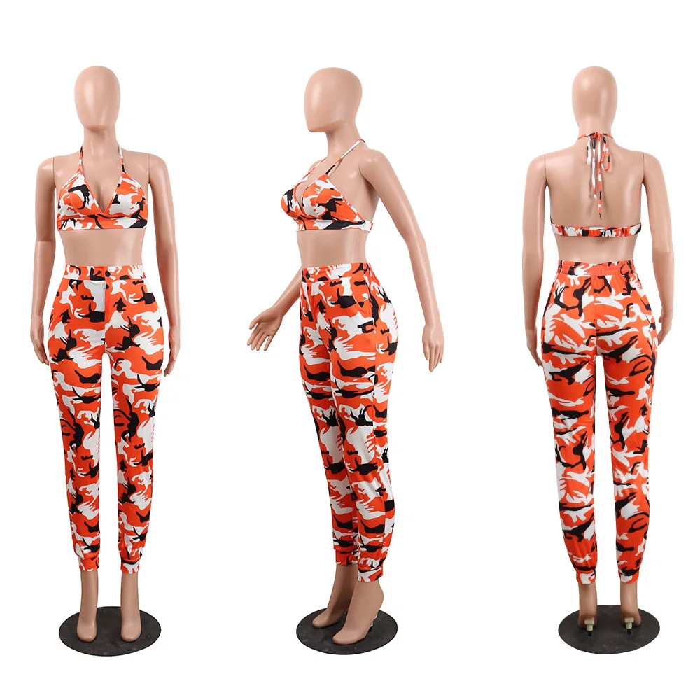 Женский Камуфляжный комплект из двух предметов Echoine топа и штанов с лямкой на шее