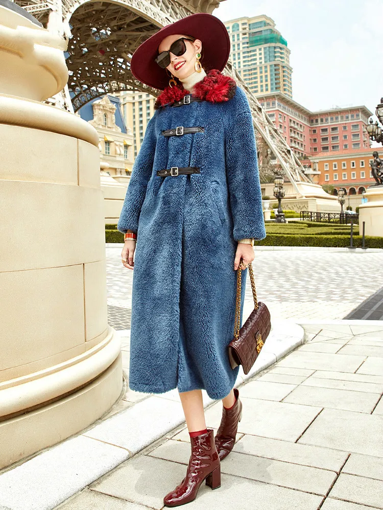 Пальто из натурального меха шерстяная куртка осенне зимнее пальто женская