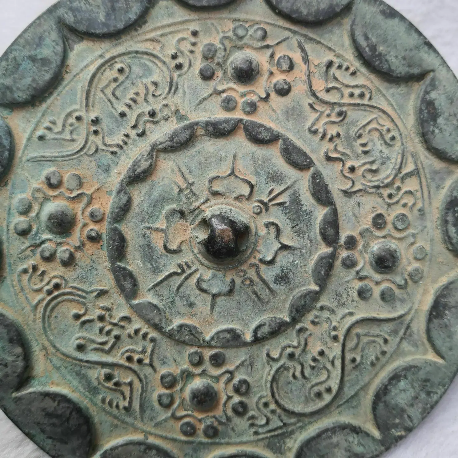 

China old Bronze Old Feng Shui Bronze mirror Lace garden Bronze Mirror