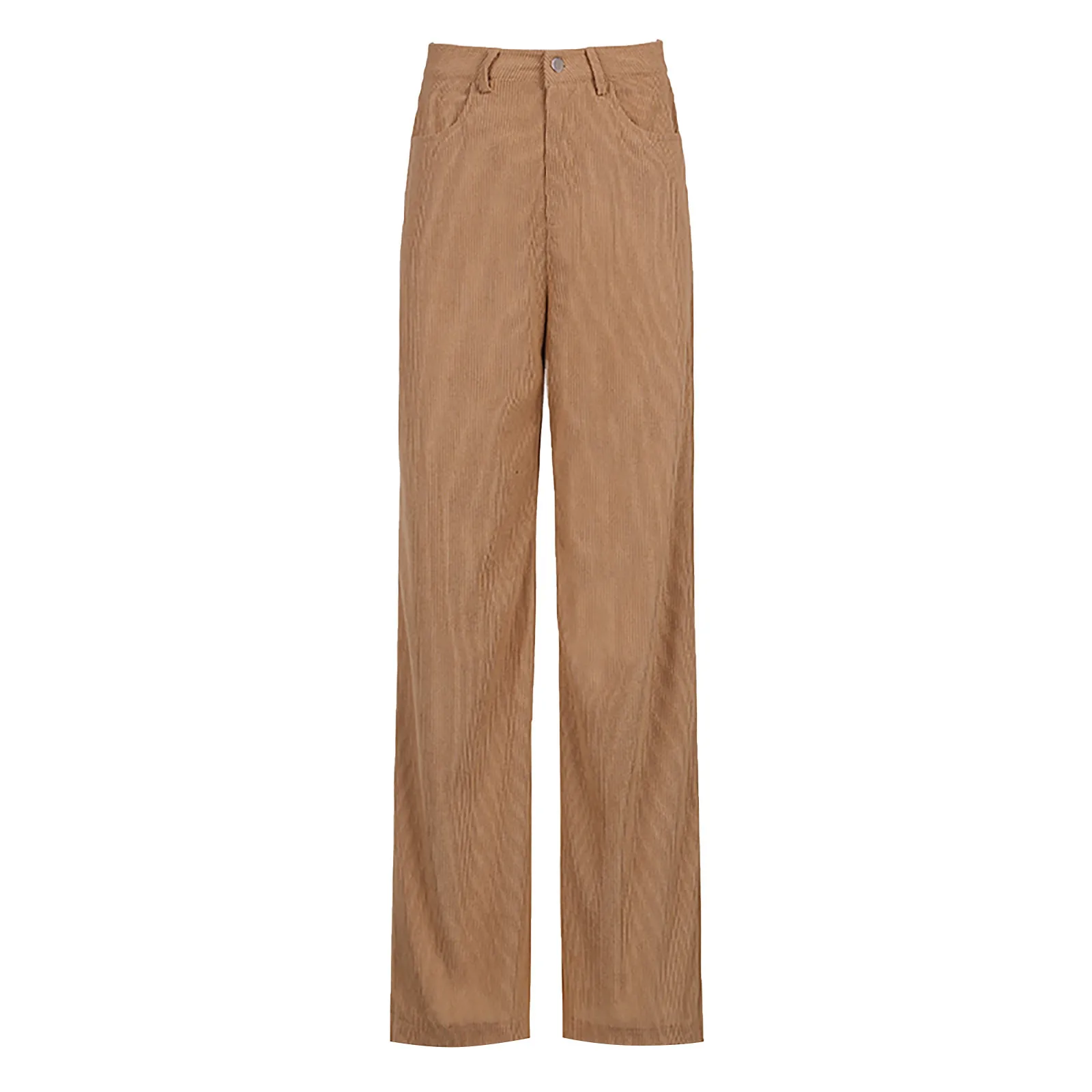 

Casual Straight Pants Women Pockets Corduroy Mid Waist Korean Styles Solid Color Girls Summer Corduroy Leg Pants Trousers 2021
